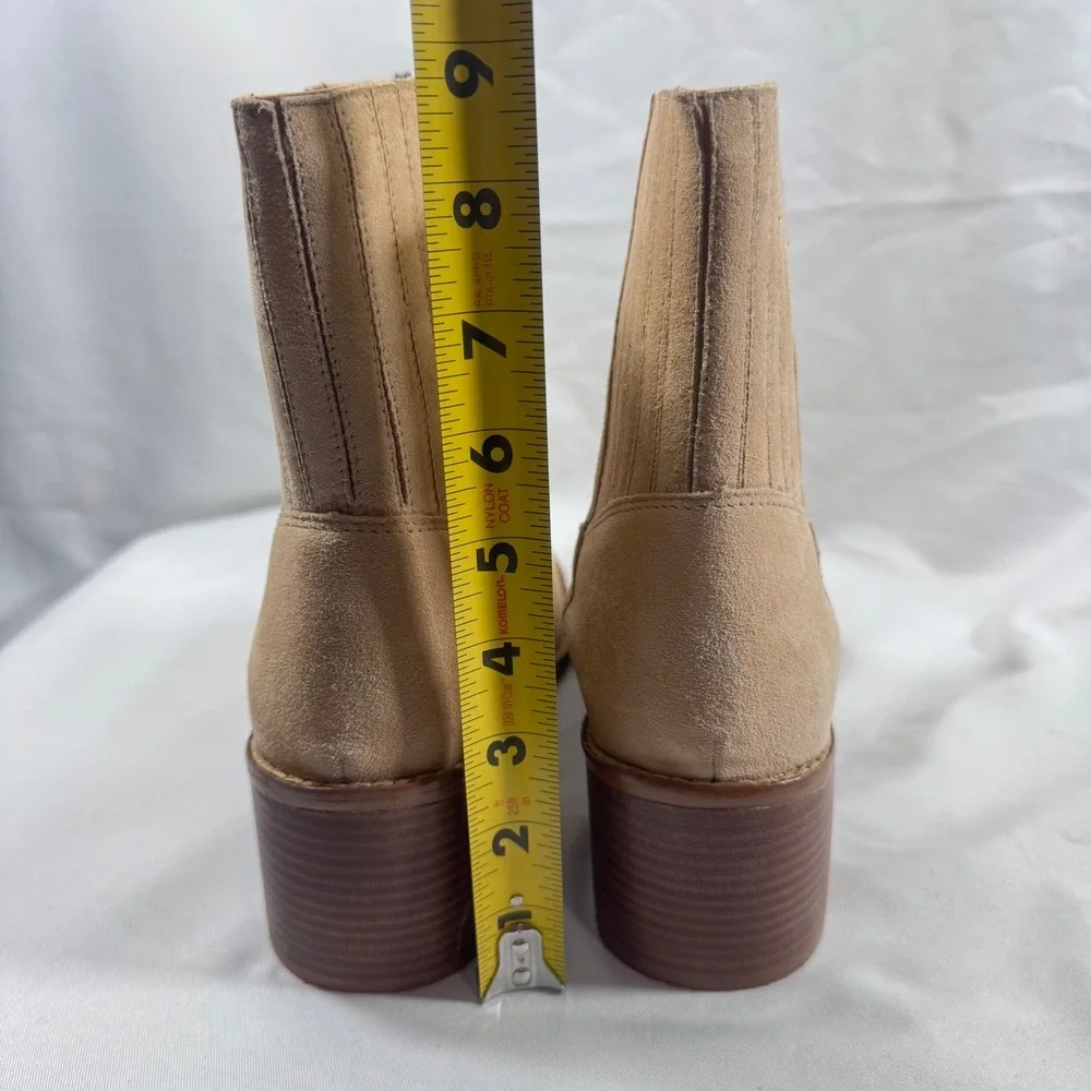 NEW 42 Gold Miley Natural Suede Western Ankle Booties Block‎ Heel Women's US 11
